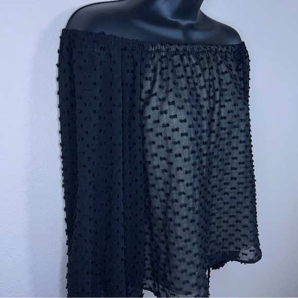 XS WILDFOX BLACK DOT PEASANT BLOUSE OFF SHOULDER RETRO GOTH LONG SLEEVE - Picture 7 of 11